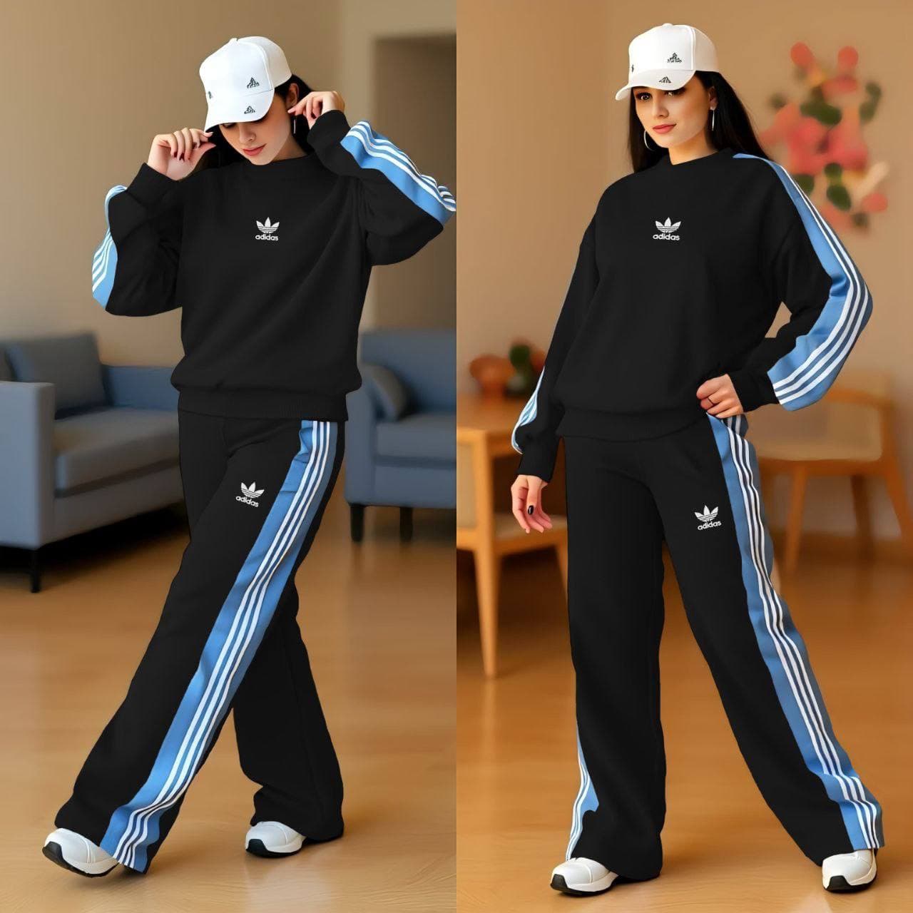 Adidas-Inspired Black & Blue Tracksuit