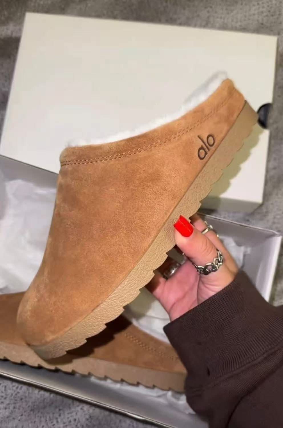 ALO-Inspired Shearling Slip-On Clogs