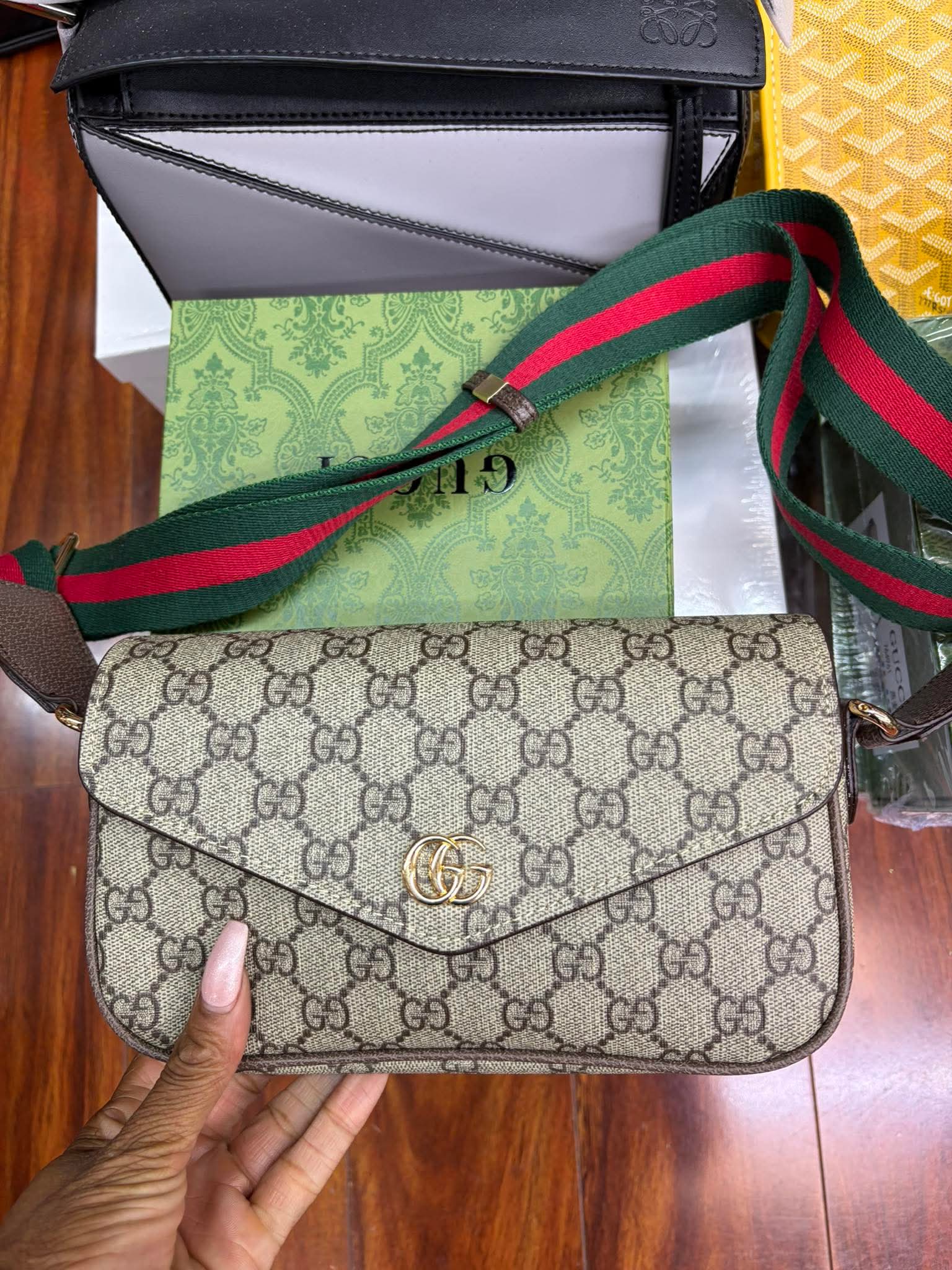 Gucci-Inspired Beige GG Canvas Crossbody